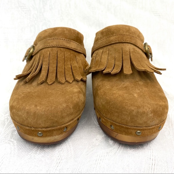 UGG Suede Mule Clogs with Fringe Buckle - Picture 2 of 6